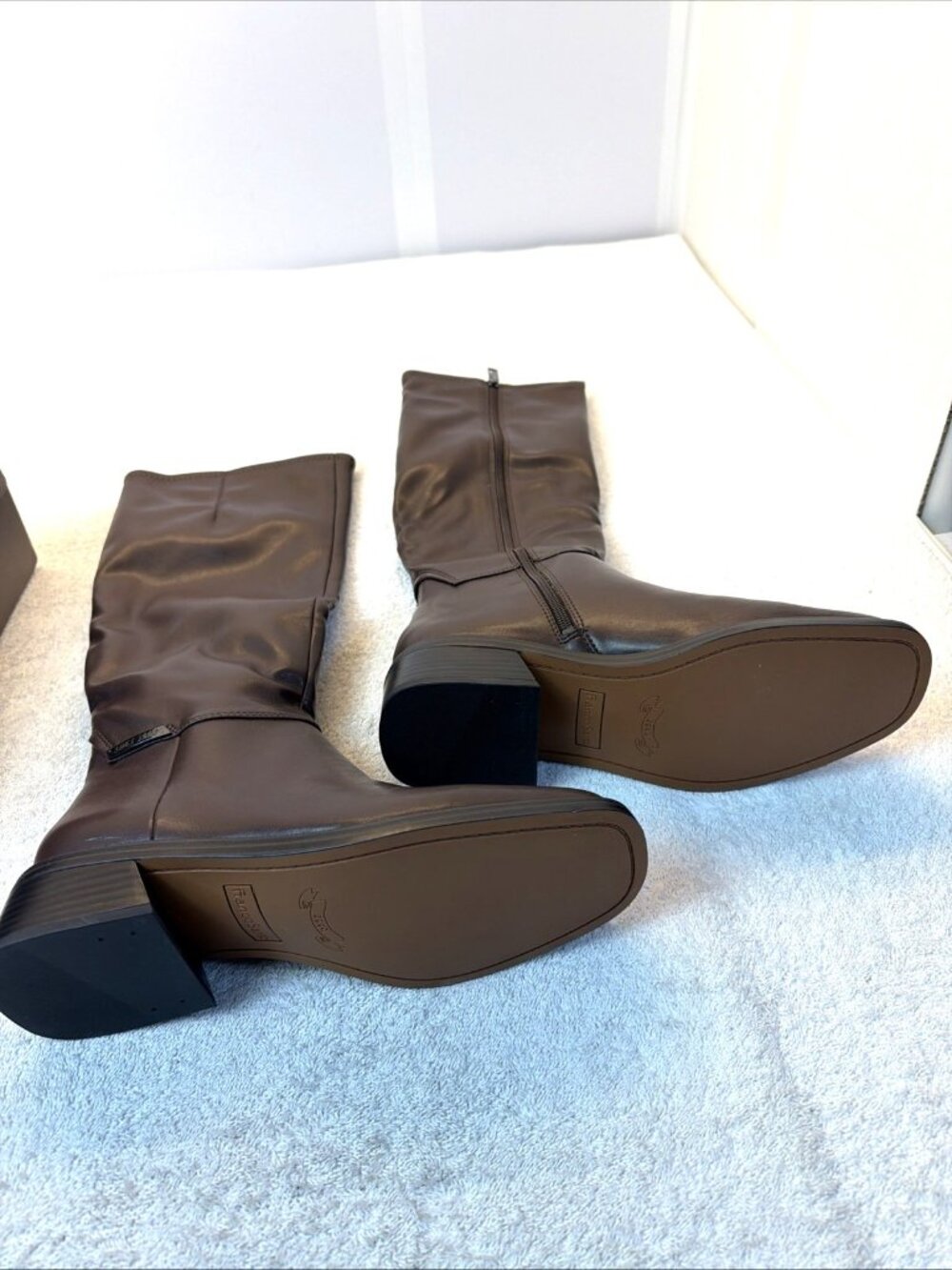 Franco Sarto Geralyn Knee High Boots Square Toe Brown Side Zip Women SZ 9 NEW